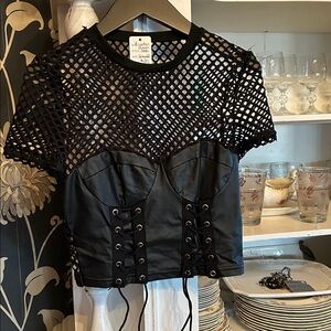 Mesh lace up Top